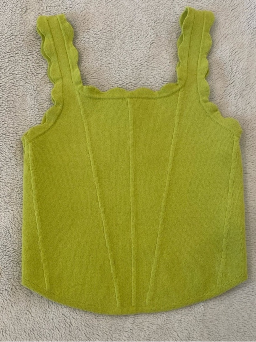 Lime Green Scallop Trim Tank Top